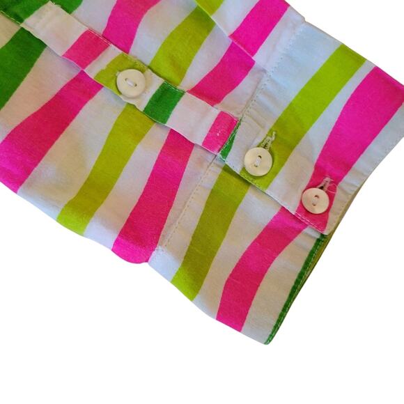 GRETCHEN SCOTT Boyfriend Shirt Art To Wear Stripes Leaves M Cotton Dopaminecore - Picture 9 of 15